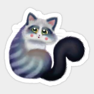 Blue Cute Kitty Sticker